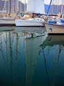 19 Single-sail yacht reflection, Marmaris Marina